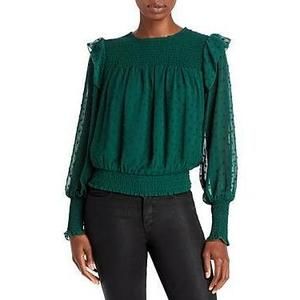 MSRP $78 Aqua Ruffled Clip Dot Top Green Size Small